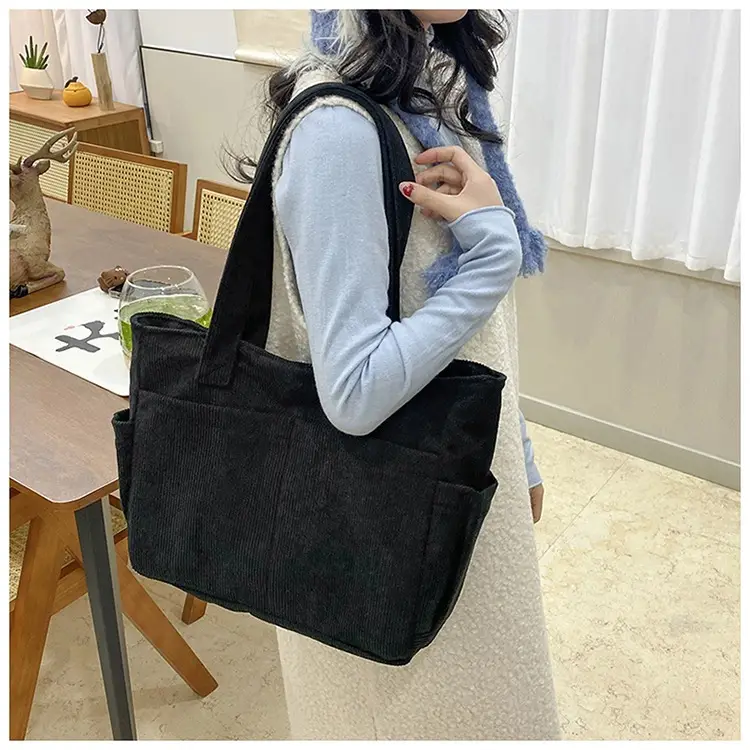 2025 Grey Corduroy Shoulder Bag Women Large Capacity — feature 13