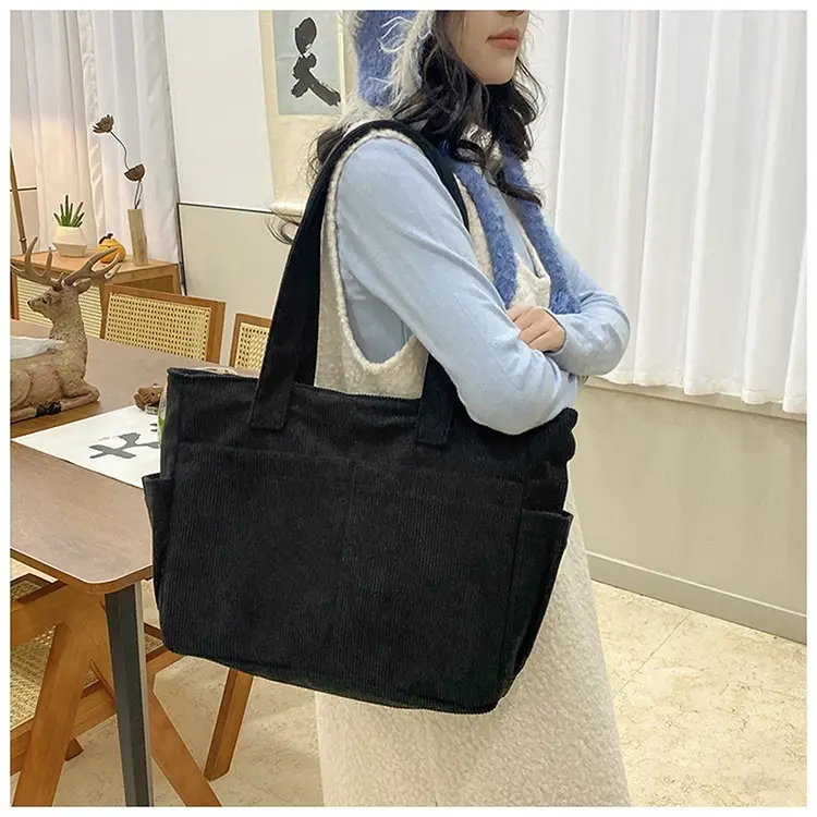2025 Grey Corduroy Shoulder Bag Women Large Capacity — feature 14