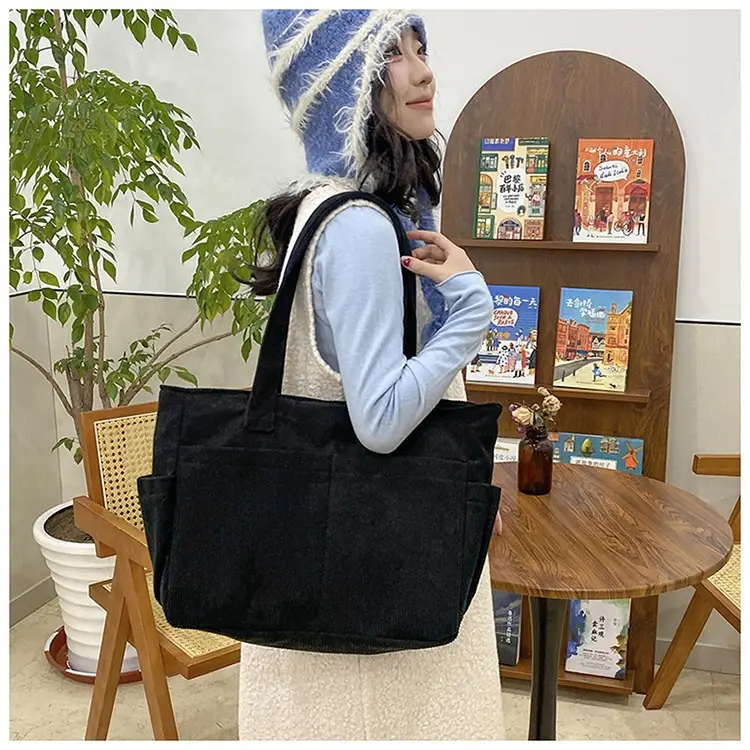 2025 Grey Corduroy Shoulder Bag Women Large Capacity — feature 15
