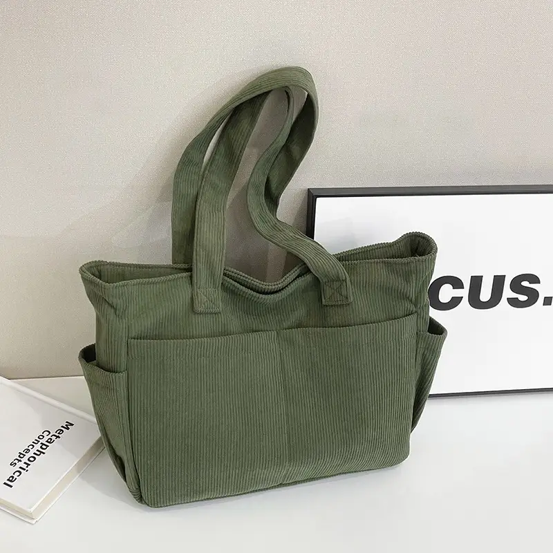 2025 Grey Corduroy Shoulder Bag Women Large Capacity — feature 23