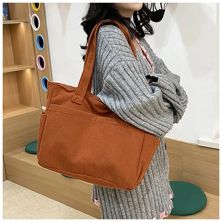 2025 Grey Corduroy Shoulder Bag Women Large Capacity — feature 31