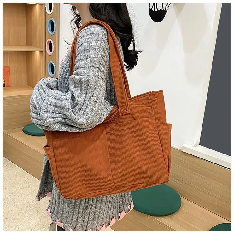 2025 Grey Corduroy Shoulder Bag Women Large Capacity — feature 32