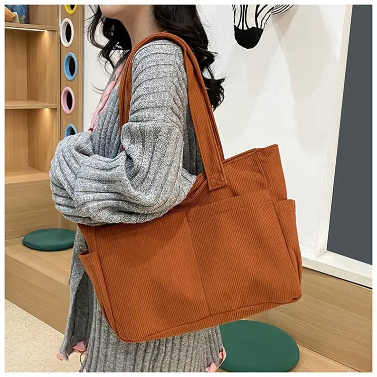 2025 Grey Corduroy Shoulder Bag Women Large Capacity — feature 33