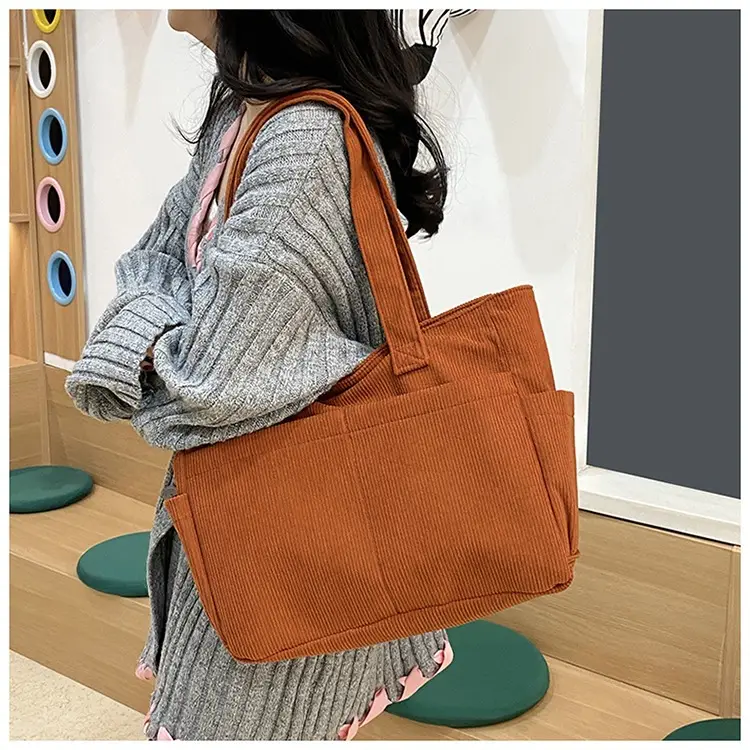 2025 Grey Corduroy Shoulder Bag Women Large Capacity — feature 34