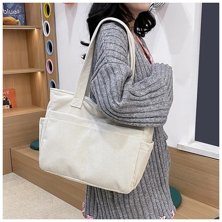 2025 Grey Corduroy Shoulder Bag Women Large Capacity — feature 37