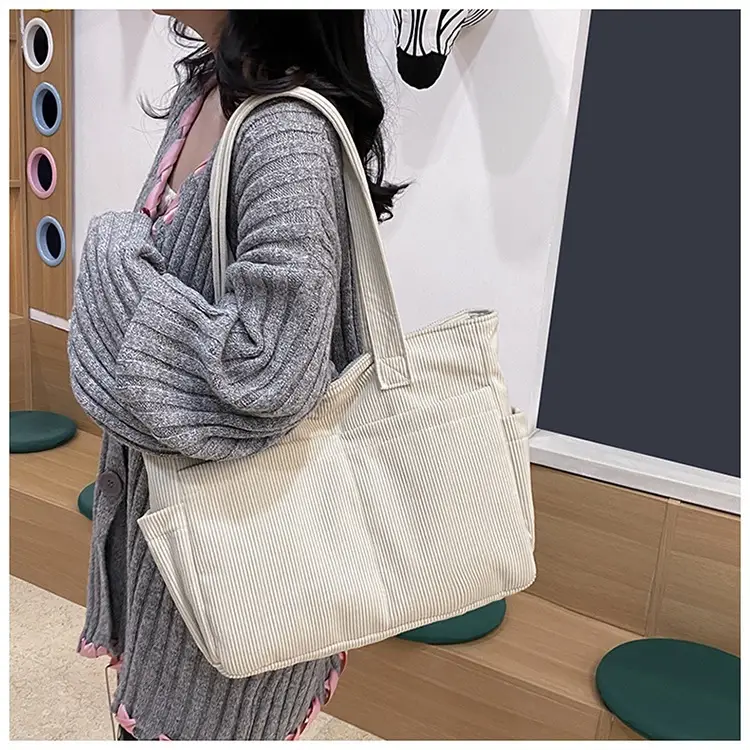 2025 Grey Corduroy Shoulder Bag Women Large Capacity — feature 38