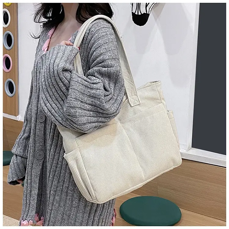 2025 Grey Corduroy Shoulder Bag Women Large Capacity — feature 39