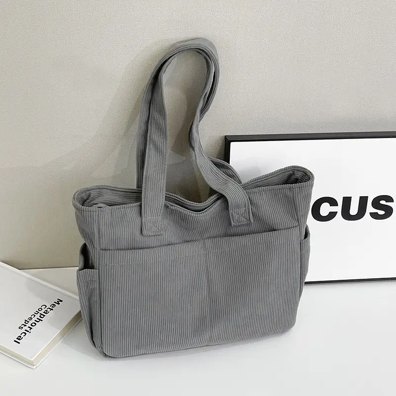 2025 Grey Corduroy Shoulder Bag Women Large Capacity — feature 41