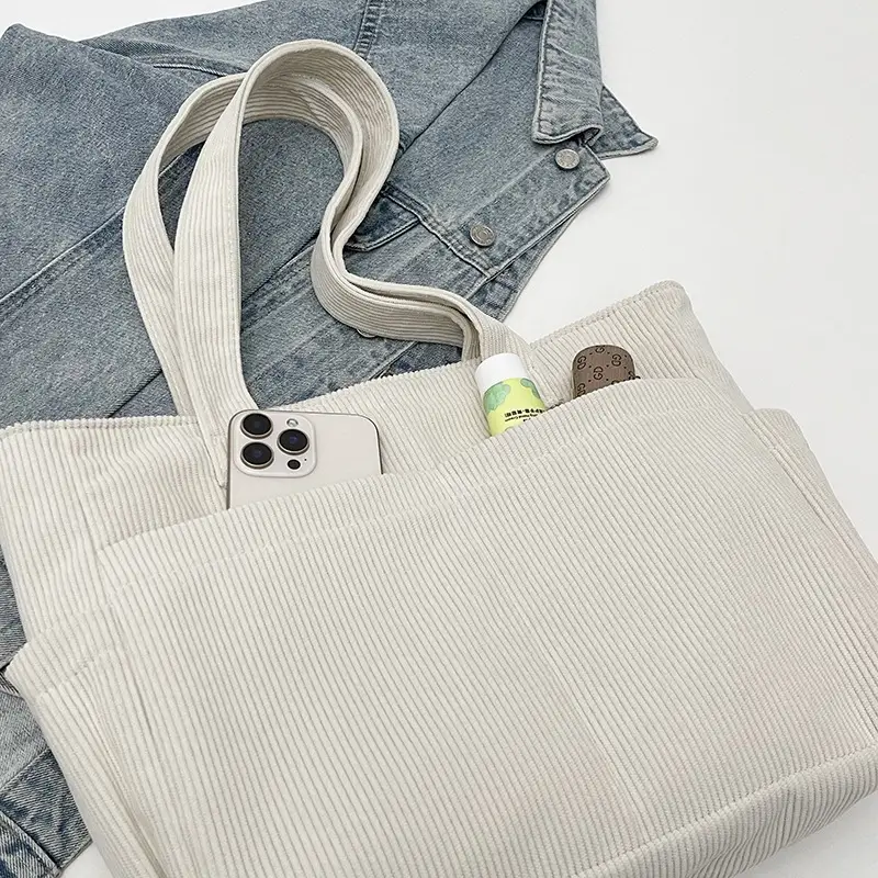 2025 Grey Corduroy Shoulder Bag Women Large Capacity — feature 5