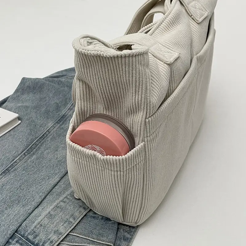 2025 Grey Corduroy Shoulder Bag Women Large Capacity — feature 7