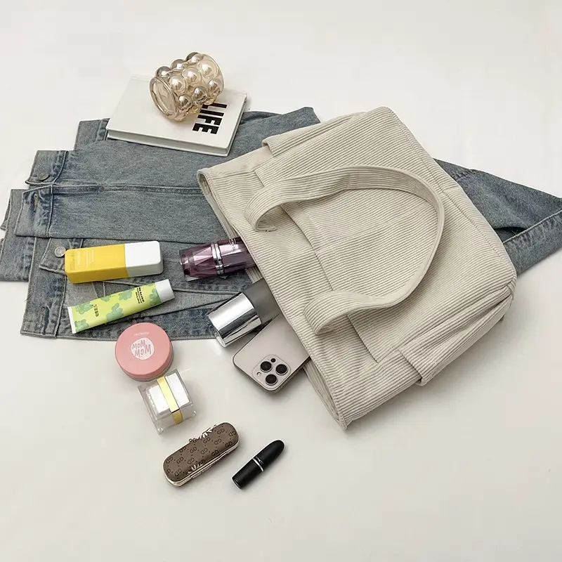 2025 Grey Corduroy Shoulder Bag Women Large Capacity — feature 9