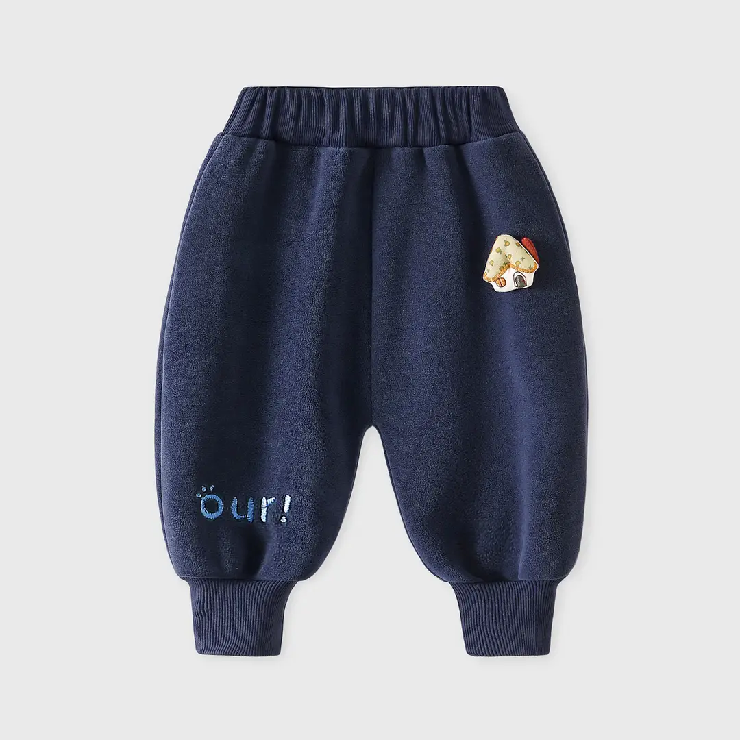 Children's Autumn Outdoor Warm Sweatpants Unisex Baby Double-Sided Fleece Long Pants Autumn and Winter Cartoon Casual Long Pants