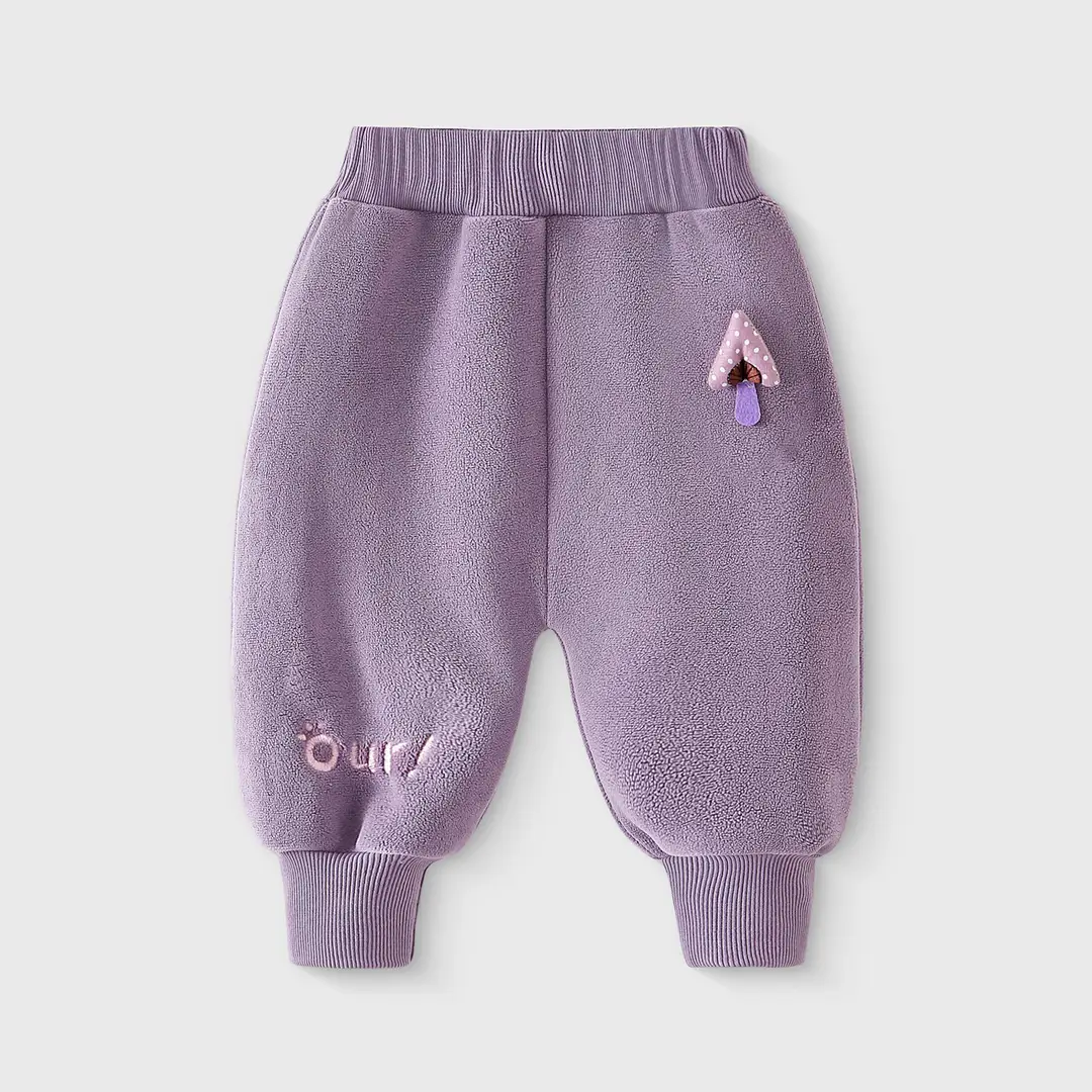 Children's Autumn Outdoor Warm Sweatpants Unisex Baby Double-Sided Fleece Long Pants Autumn and Winter Cartoon Casual Long Pants