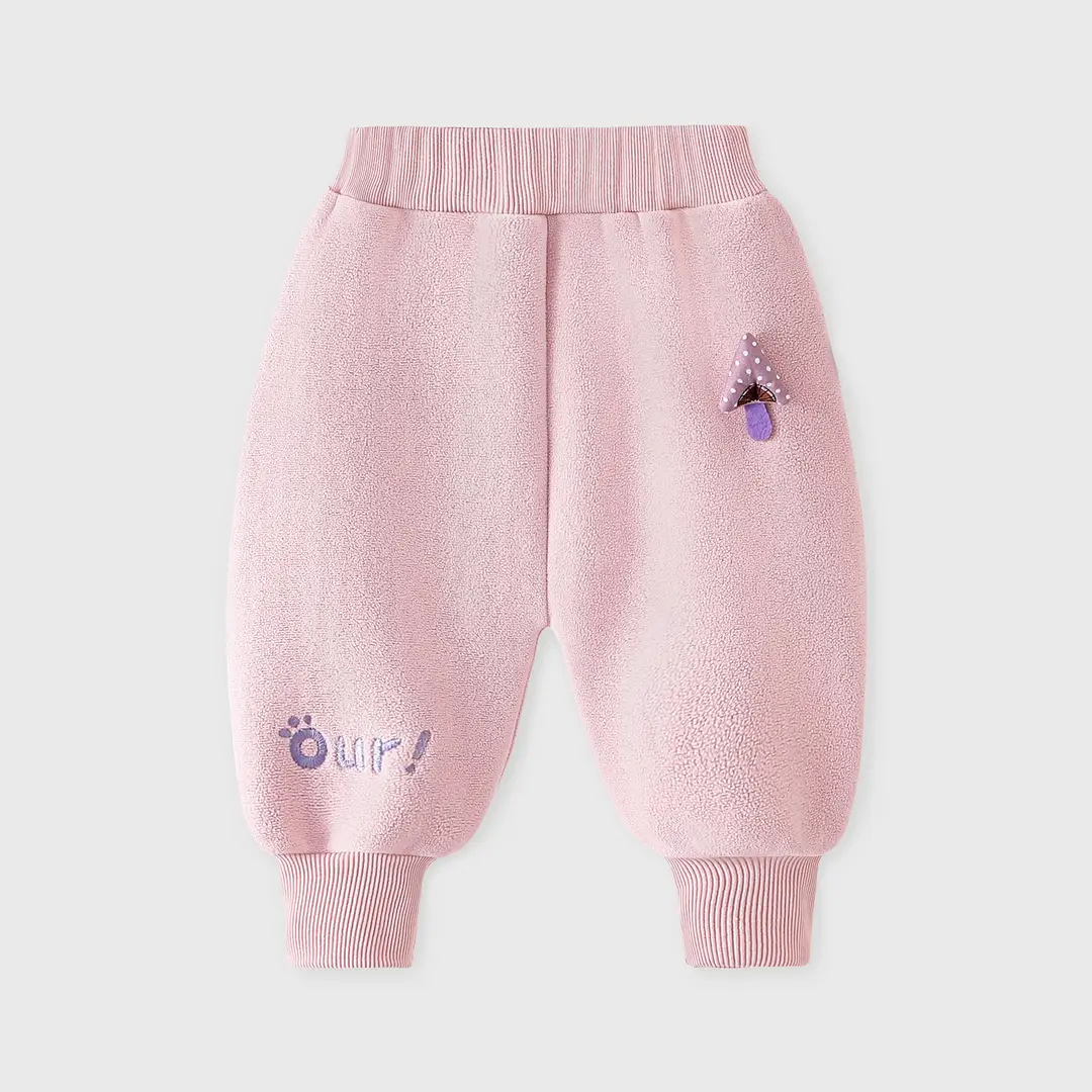 Children's Autumn Outdoor Warm Sweatpants Unisex Baby Double-Sided Fleece Long Pants Autumn and Winter Cartoon Casual Long Pants