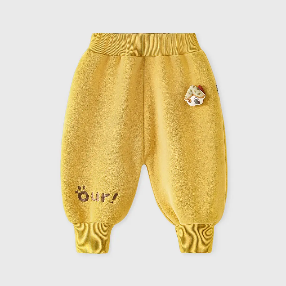 Children's Autumn Outdoor Warm Sweatpants Unisex Baby Double-Sided Fleece Long Pants Autumn and Winter Cartoon Casual Long Pants