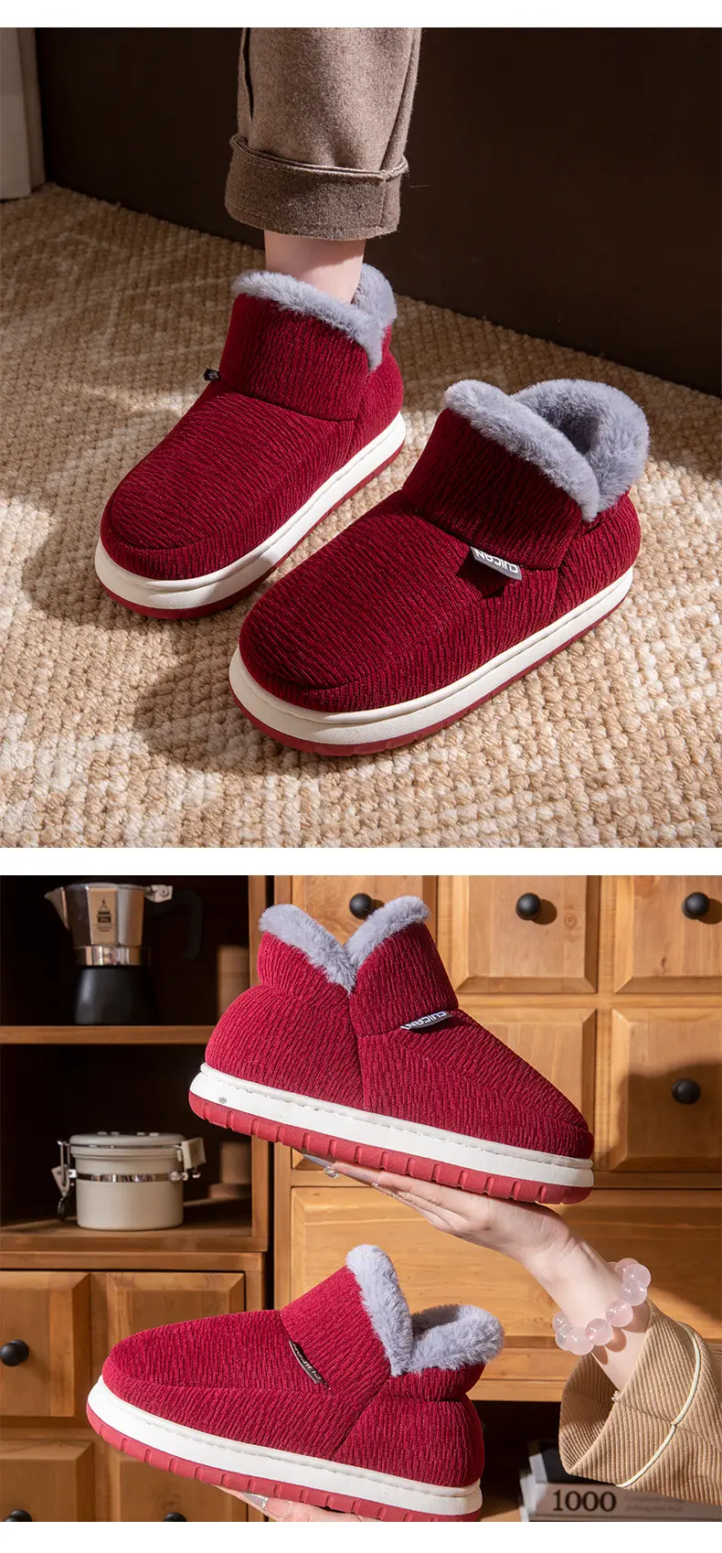 Middle-Aged and Elderly Men's Cotton Slippers Winter 2025 New Style Indoor Home Non-Slip Fleece-Lined Warm Cotton Shoes for Men — feature 12