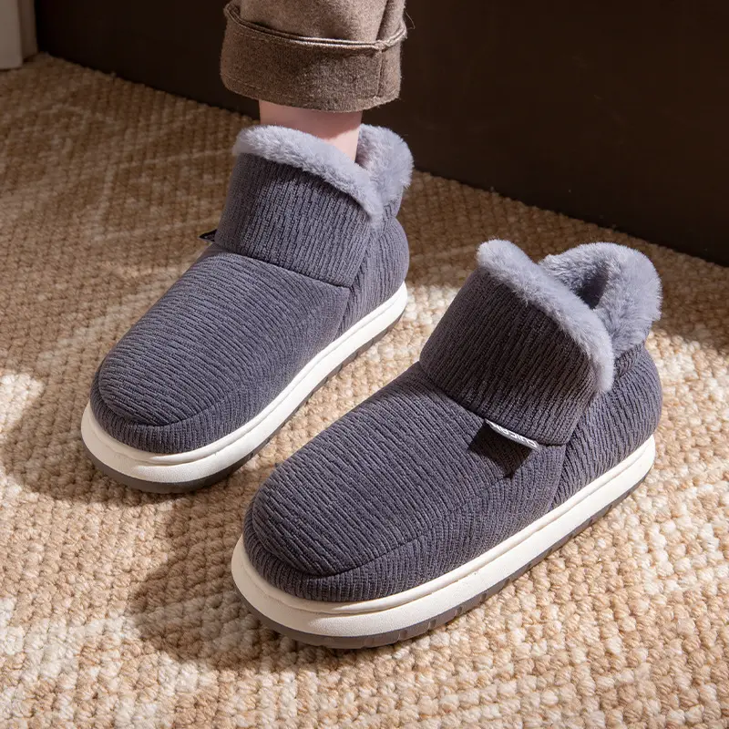 Middle-Aged and Elderly Men's Cotton Slippers Winter 2025 New Style Indoor Home Non-Slip Fleece-Lined Warm Cotton Shoes for Men