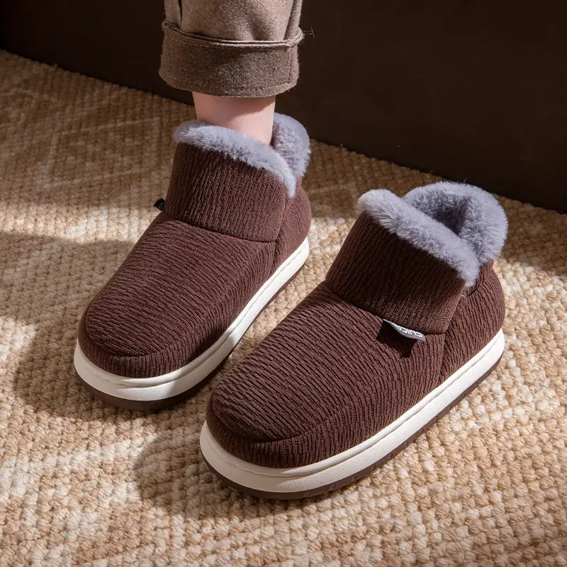 Middle-Aged and Elderly Men's Cotton Slippers Winter 2025 New Style Indoor Home Non-Slip Fleece-Lined Warm Cotton Shoes for Men