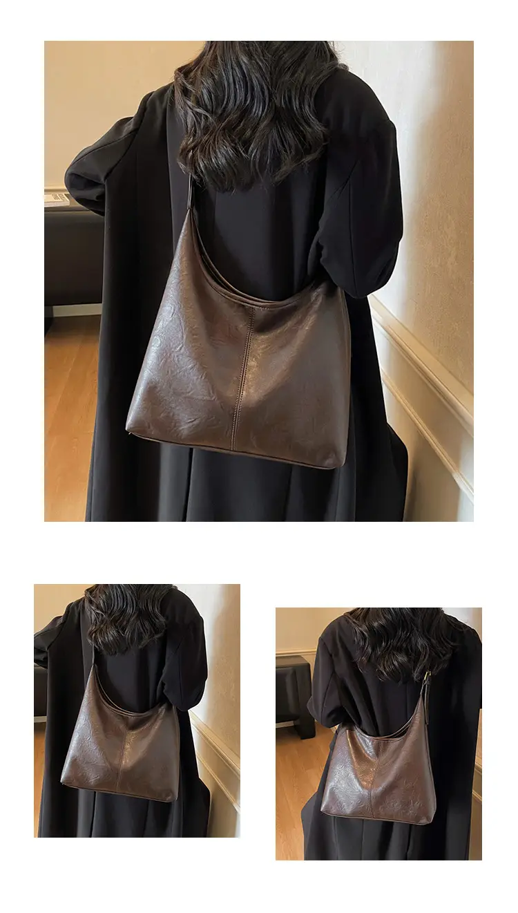 Women's Large Capacity Leather Tote Bag Brown — feature 11