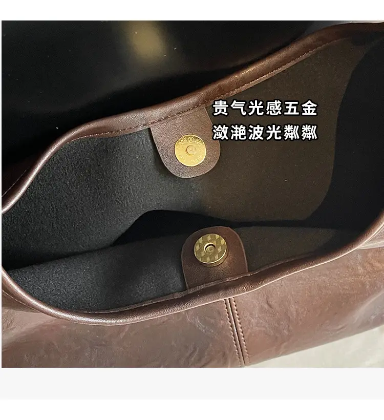 Women's Large Capacity Leather Tote Bag Brown — feature 4