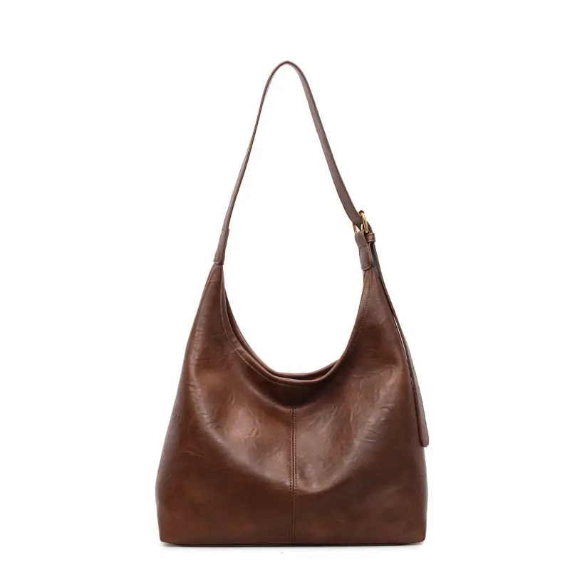 Women's Large Capacity Leather Tote Bag Brown