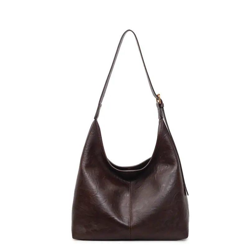 Women's Large Capacity Leather Tote Bag Brown
