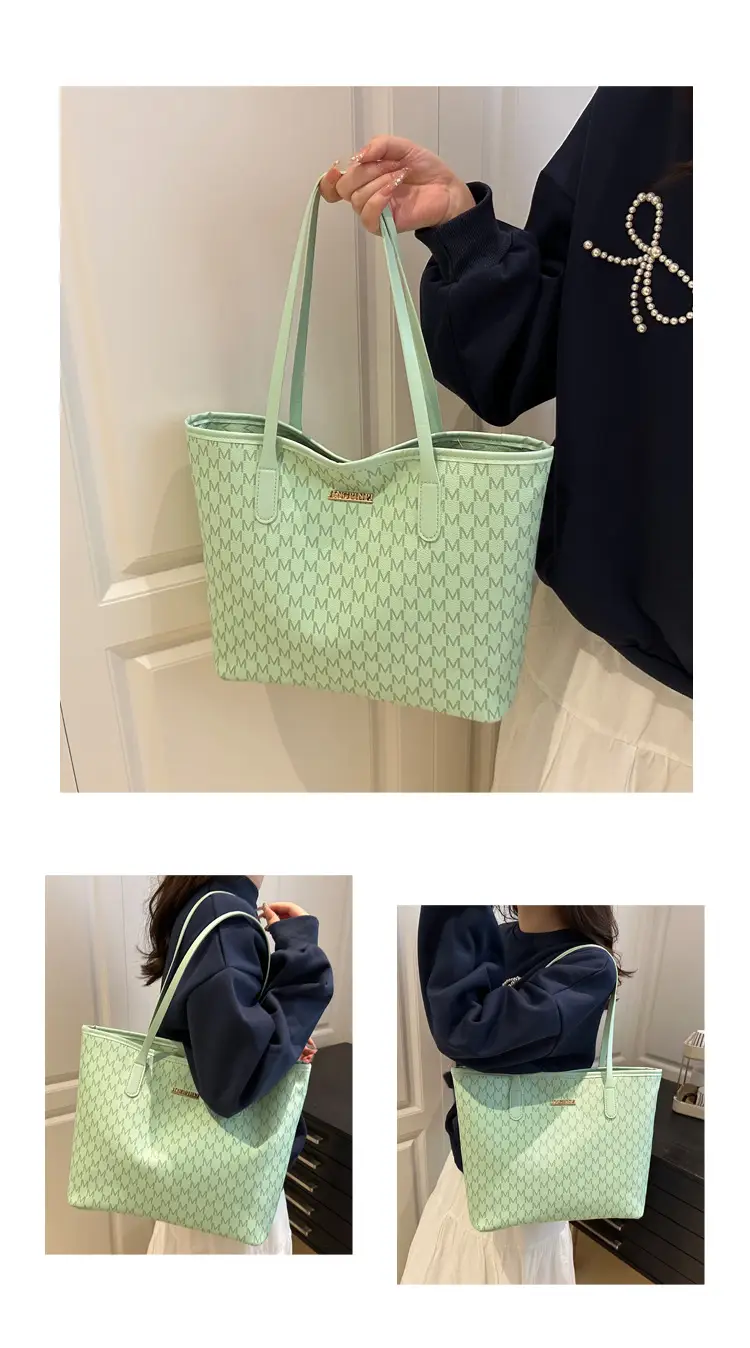 Women Large Printed Tote Bag Brown Leather Textured 2025 — feature 12