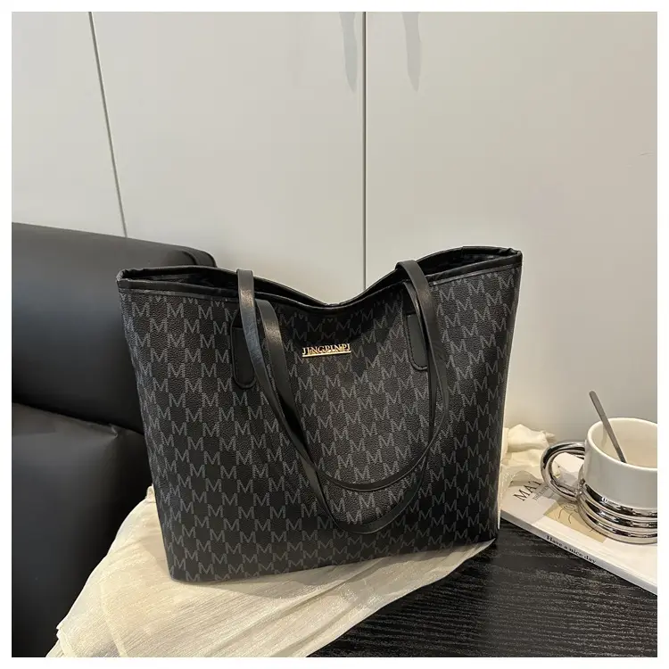 Women Large Printed Tote Bag Brown Leather Textured 2025 — feature 17