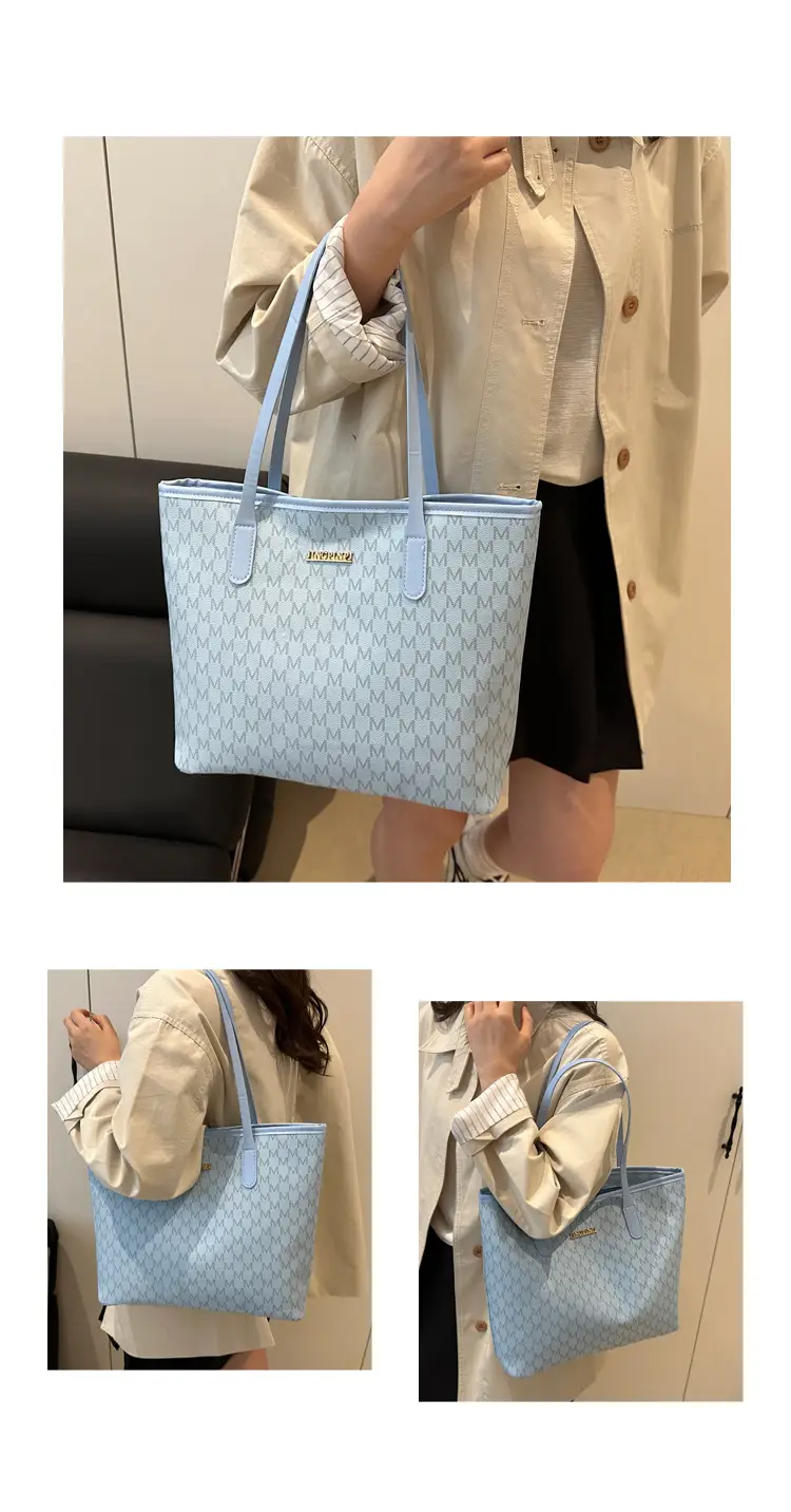 Women Large Printed Tote Bag Brown Leather Textured 2025 — feature 9