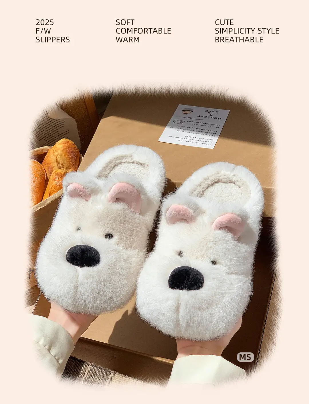 Cute Puppy Cotton Slippers for Women Winter Home Indoor Plush Warm Women's Home Soft Bottom Non-Slip Cotton Slippers Wholesale — feature 4