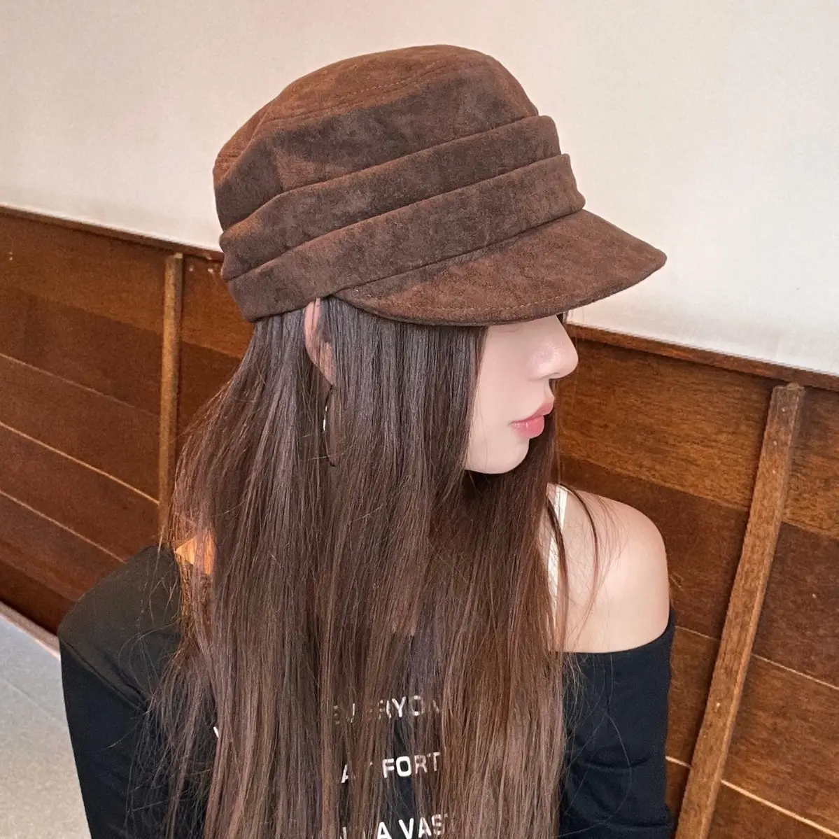 Women Wool Bucket Hat Maroon Soft Wool - Image 8