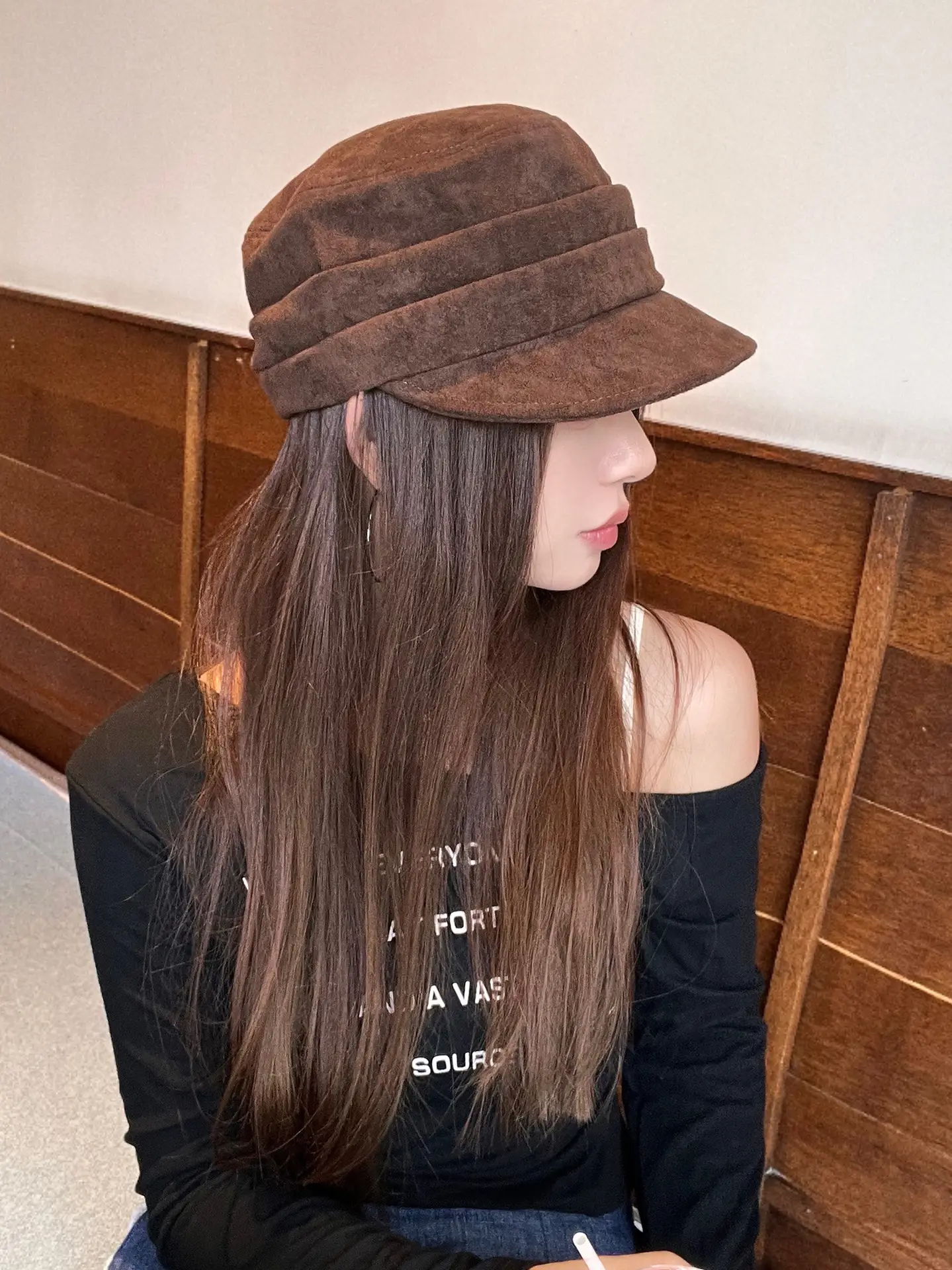 Women Wool Bucket Hat Maroon Soft Wool — feature 12