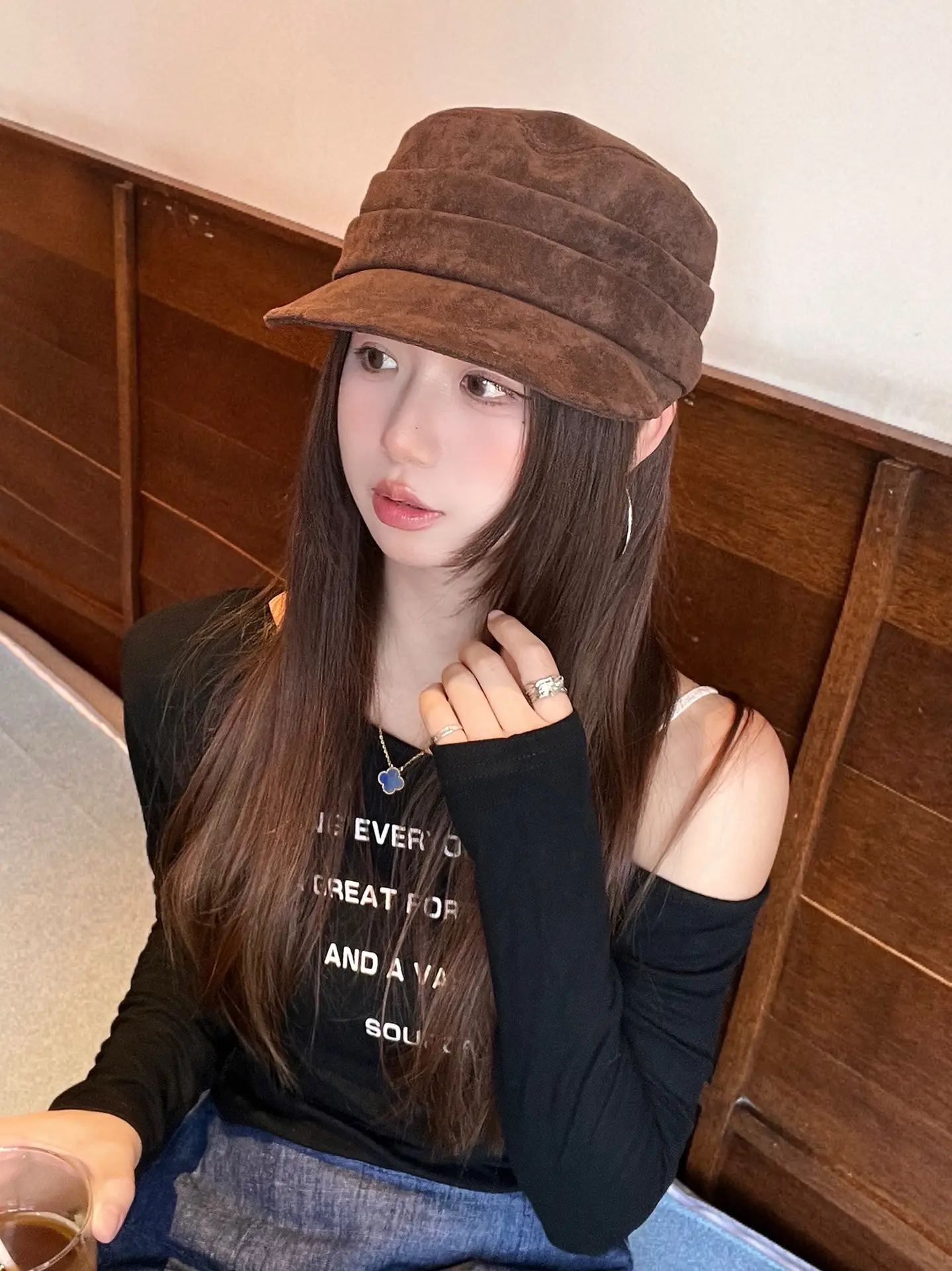 Women Wool Bucket Hat Maroon Soft Wool — feature 13