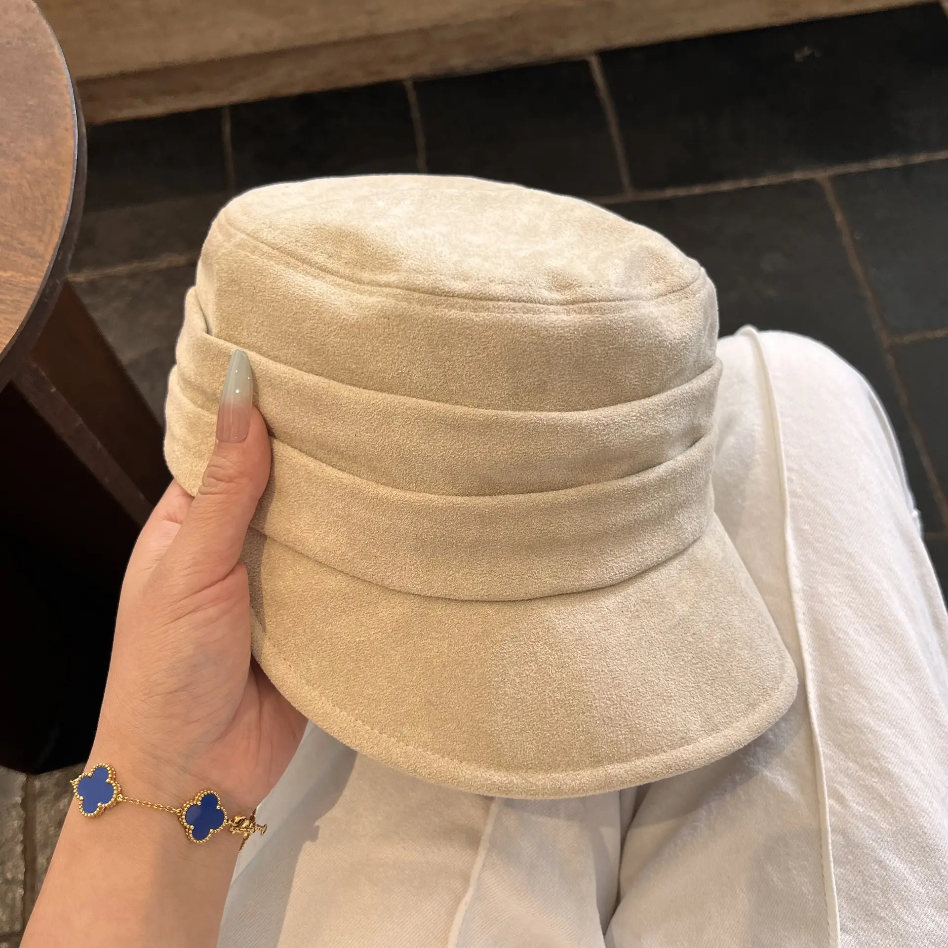 Women Wool Bucket Hat Maroon Soft Wool - Image 3