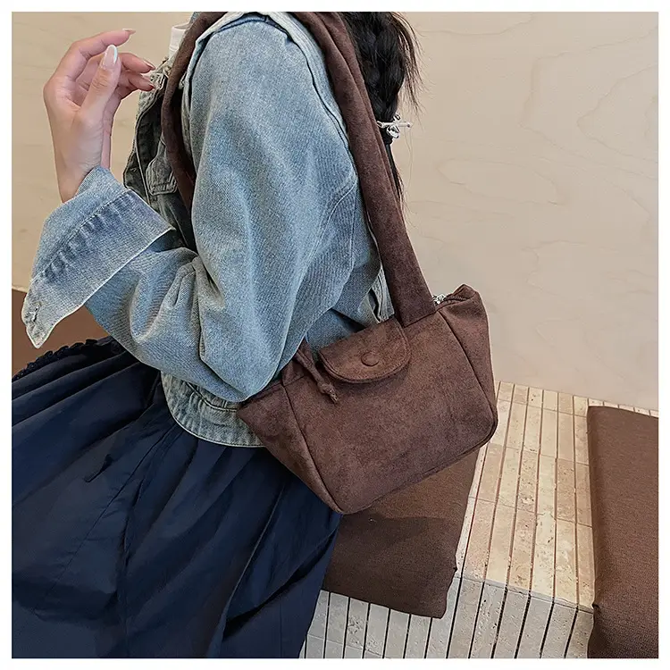 Women Suede Pleated Bag Brown Winter 2025 — feature 11