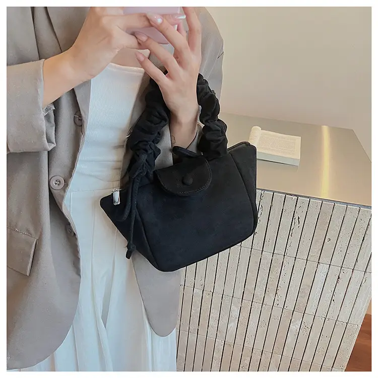 Women Suede Pleated Bag Brown Winter 2025 — feature 16