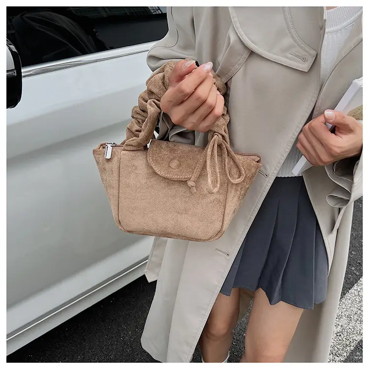 Women Suede Pleated Bag Brown Winter 2025 — feature 19