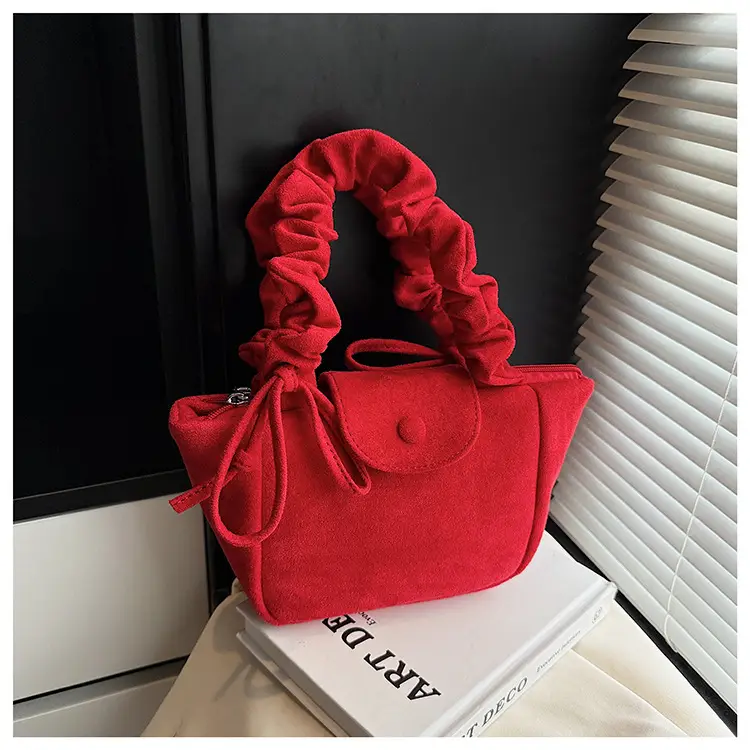 Women Suede Pleated Bag Brown Winter 2025 — feature 24