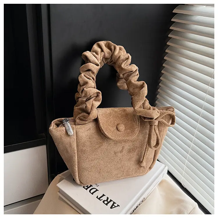 Women Suede Pleated Bag Brown Winter 2025 — feature 30