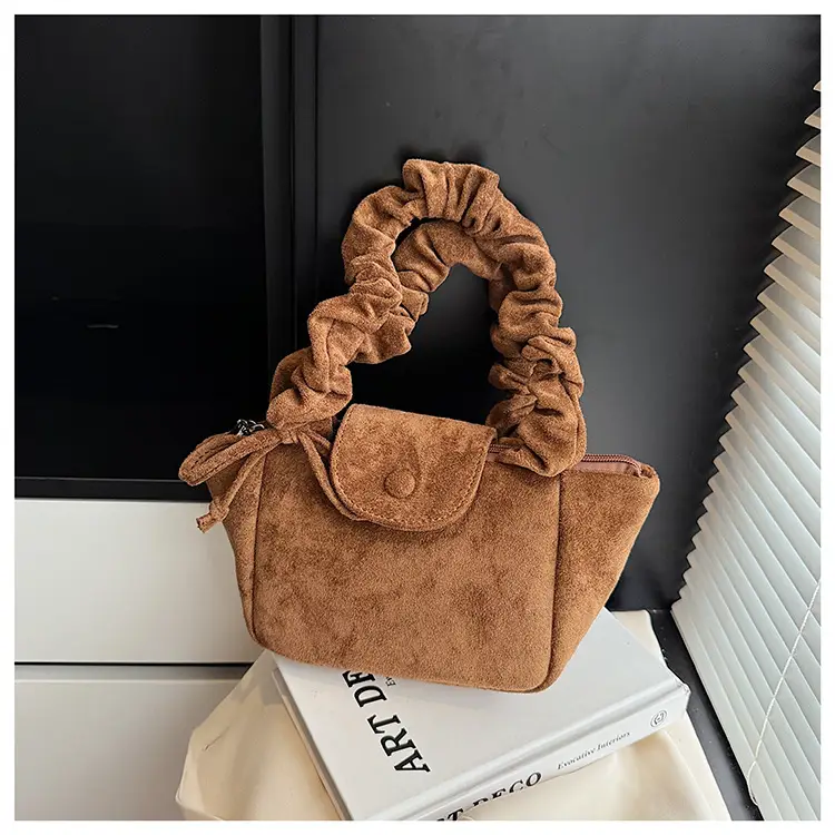 Women Suede Pleated Bag Brown Winter 2025 — feature 32