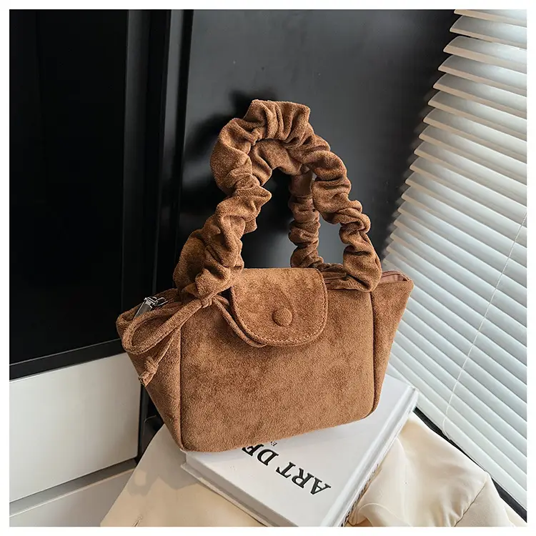 Women Suede Pleated Bag Brown Winter 2025 — feature 33