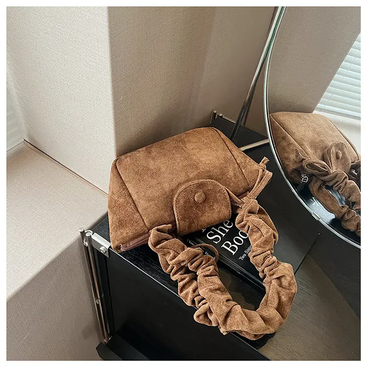 Women Suede Pleated Bag Brown Winter 2025 — feature 34
