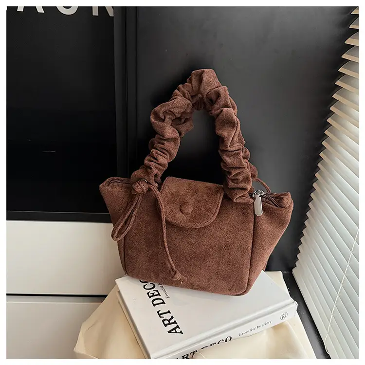 Women Suede Pleated Bag Brown Winter 2025 — feature 35