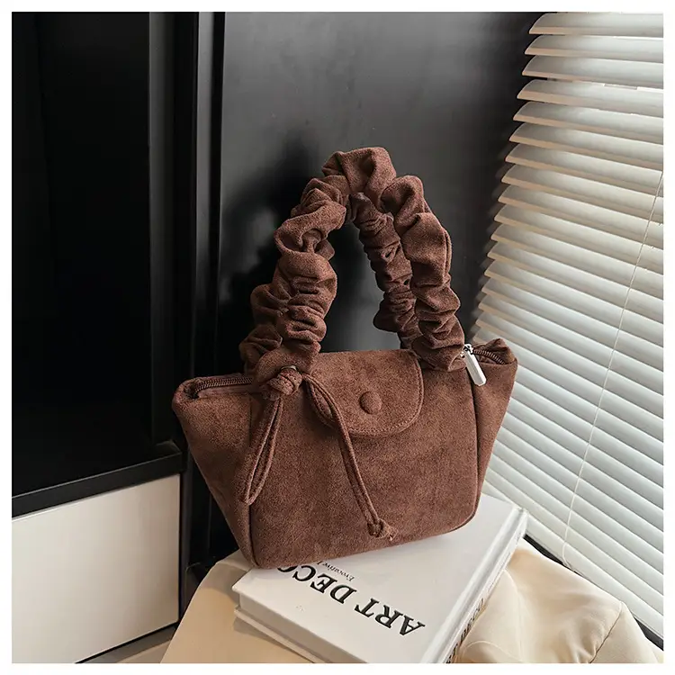 Women Suede Pleated Bag Brown Winter 2025 — feature 36