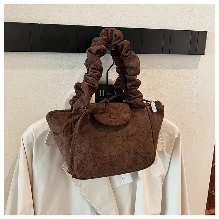 Women Suede Pleated Bag Brown Winter 2025 — feature 37