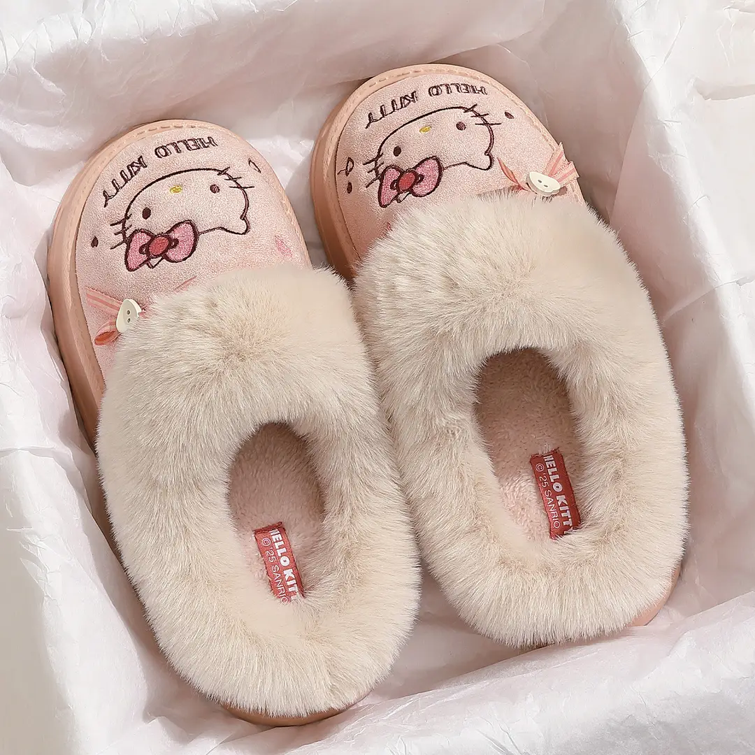 Thick-Soled Cute Cotton Slippers for Women, New Winter Style for Outdoor Wear, Indoor Cartoon Kitten Warm Plush Cotton Slippers Wholesale - Image 9