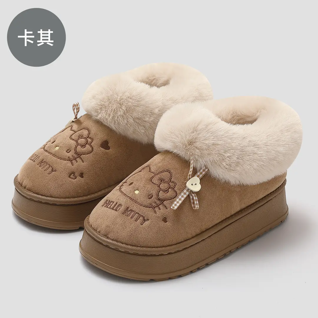 Thick-Soled Cute Cotton Slippers for Women, New Winter Style for Outdoor Wear, Indoor Cartoon Kitten Warm Plush Cotton Slippers Wholesale - Image 5