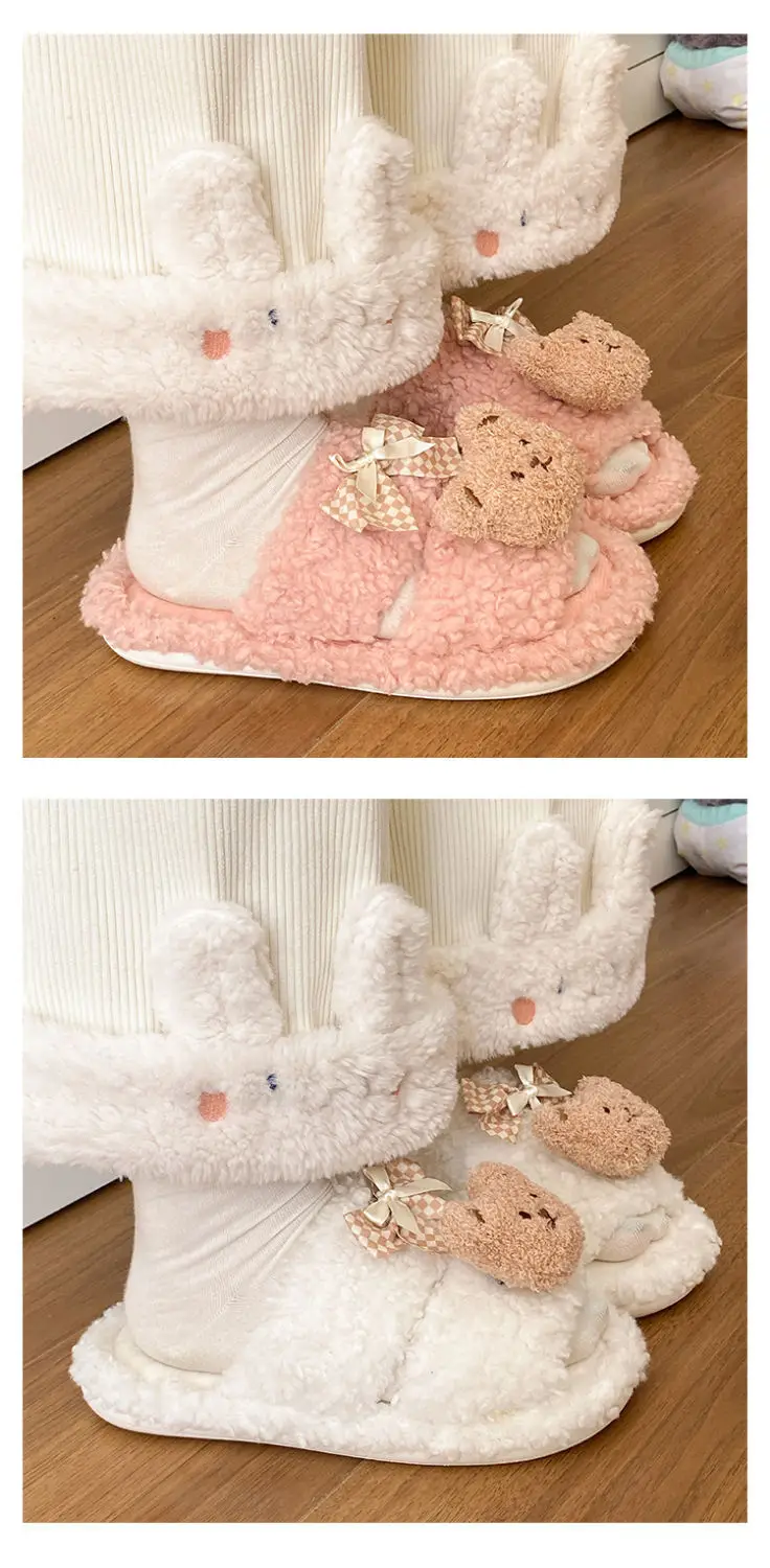 Cartoon Bear Bow Warm Flats for Girls — feature 15