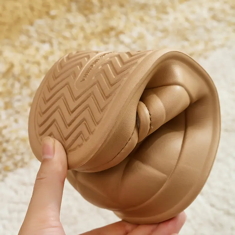 Waterproof Cotton Slippers with a Stepping-On-Poop Sensation, Fashionable Ribbed Design, Warm and Thickened Soft Sole Slippers, Cute and Suitable for Outdoor Wear, Eva Maternity Cotton Slippers - Image 8