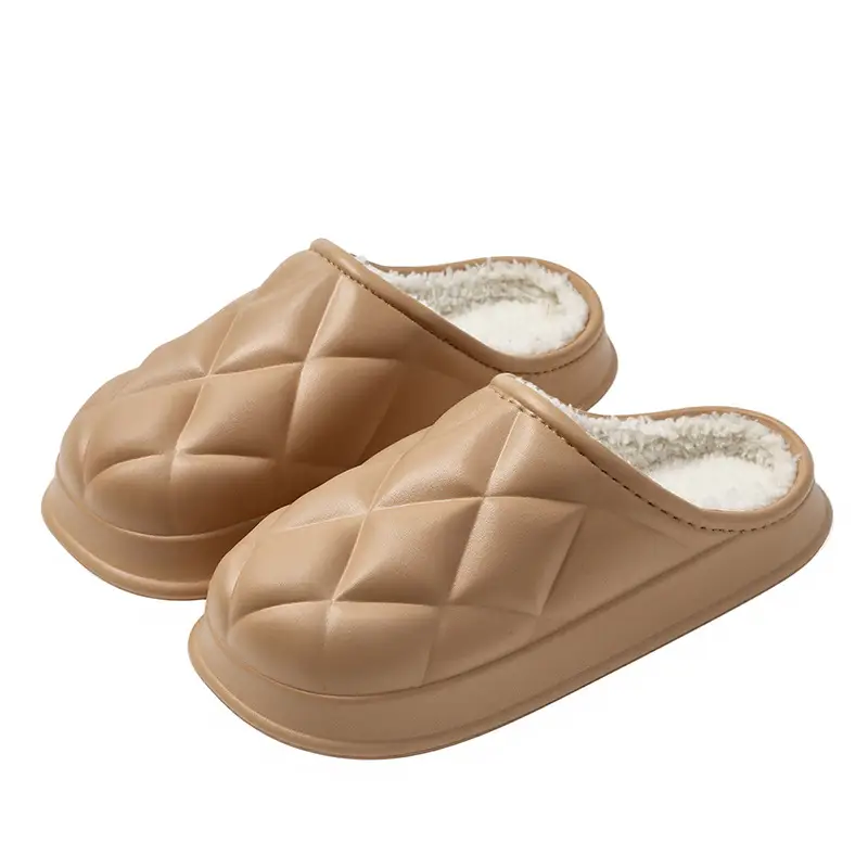 Waterproof Cotton Slippers with a Stepping-On-Poop Sensation, Fashionable Ribbed Design, Warm and Thickened Soft Sole Slippers, Cute and Suitable for Outdoor Wear, Eva Maternity Cotton Slippers - Image 10